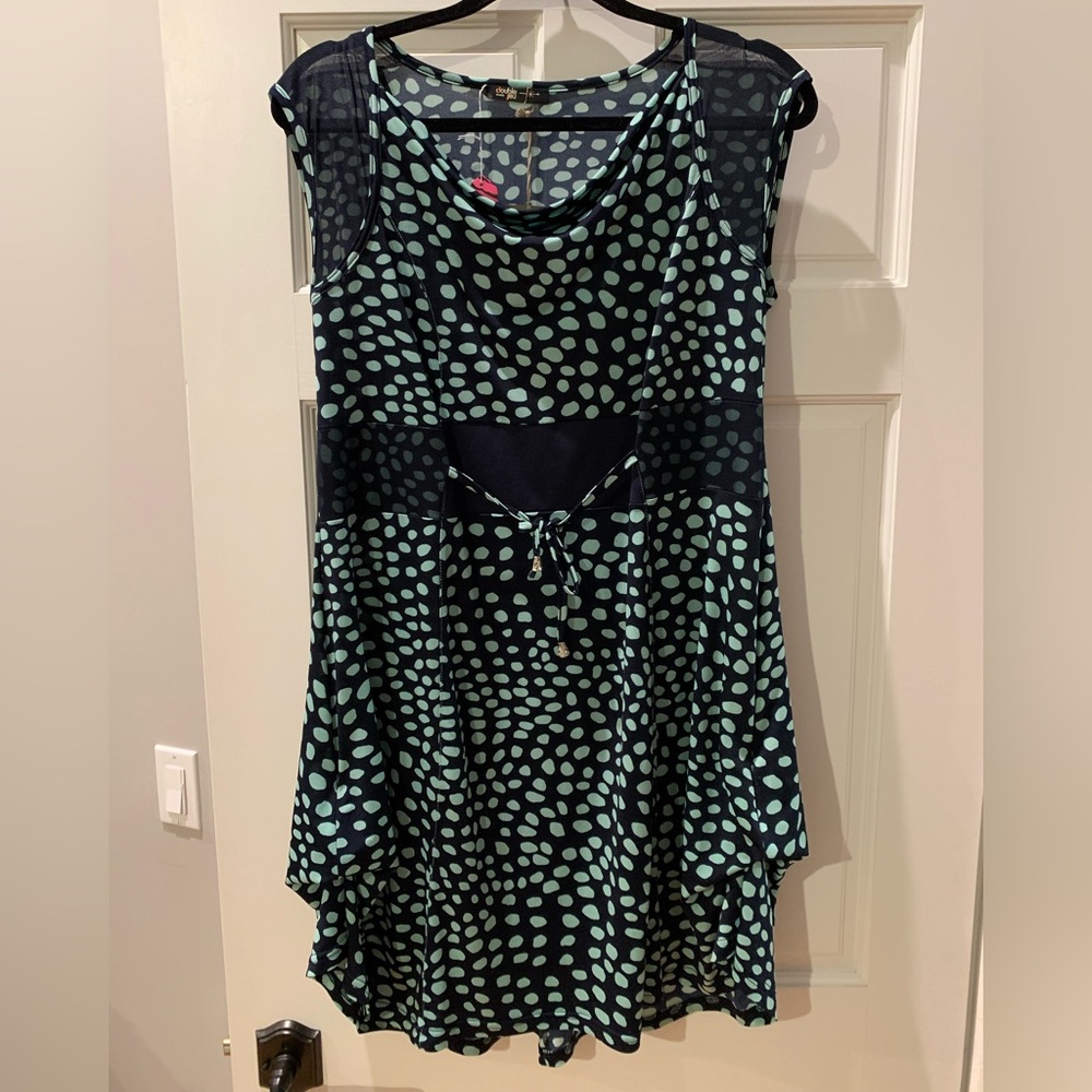 Double Jeu Paris Black with Turquoise Polka dots Mini Dress / Tunic